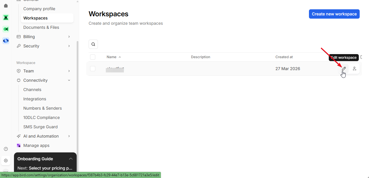 Step 2.3: Edit your workspace
