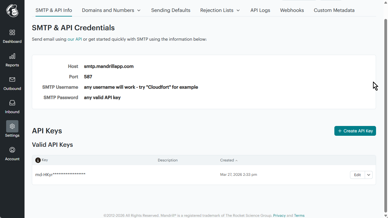 Step 1.1: Navigate to Settings β Click "+ Create API Key"