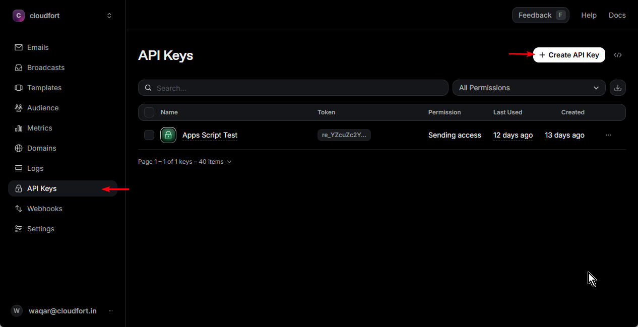Step 1.1: Navigate to API Keys & Click "+ Create API Key"