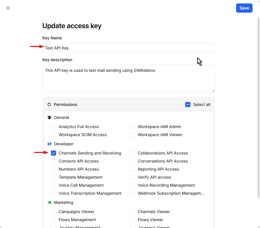 Step 1.3: Save & Copy Access Key