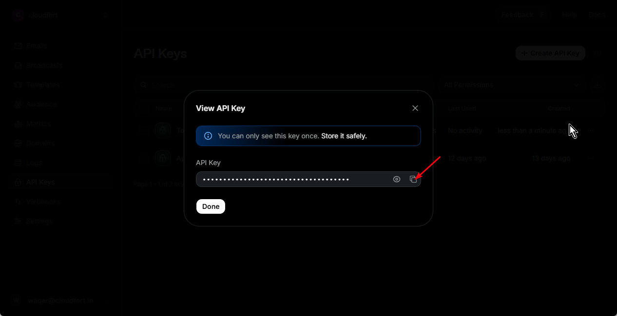 Step 1.3: Copy your API Key